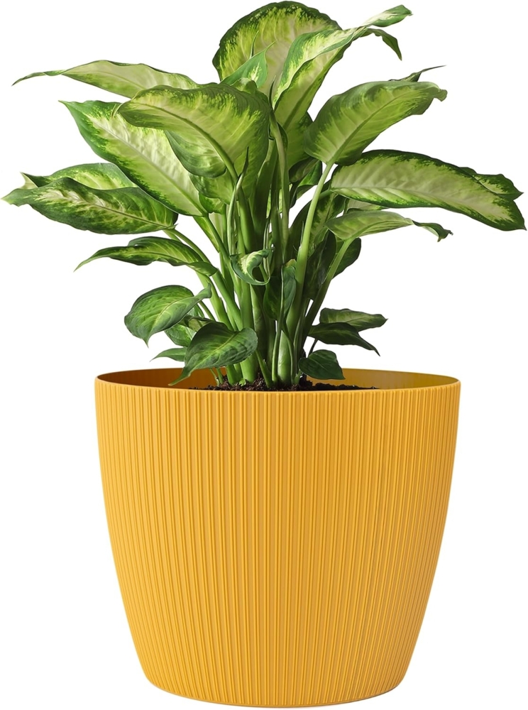KONZEPT Blumentopf 5,2 l, gerillte Struktur 22 cm, Übertöpfe für Zimmerpflanzen, ideal für Wohnzimmer, Küche und Balkon Bild 1