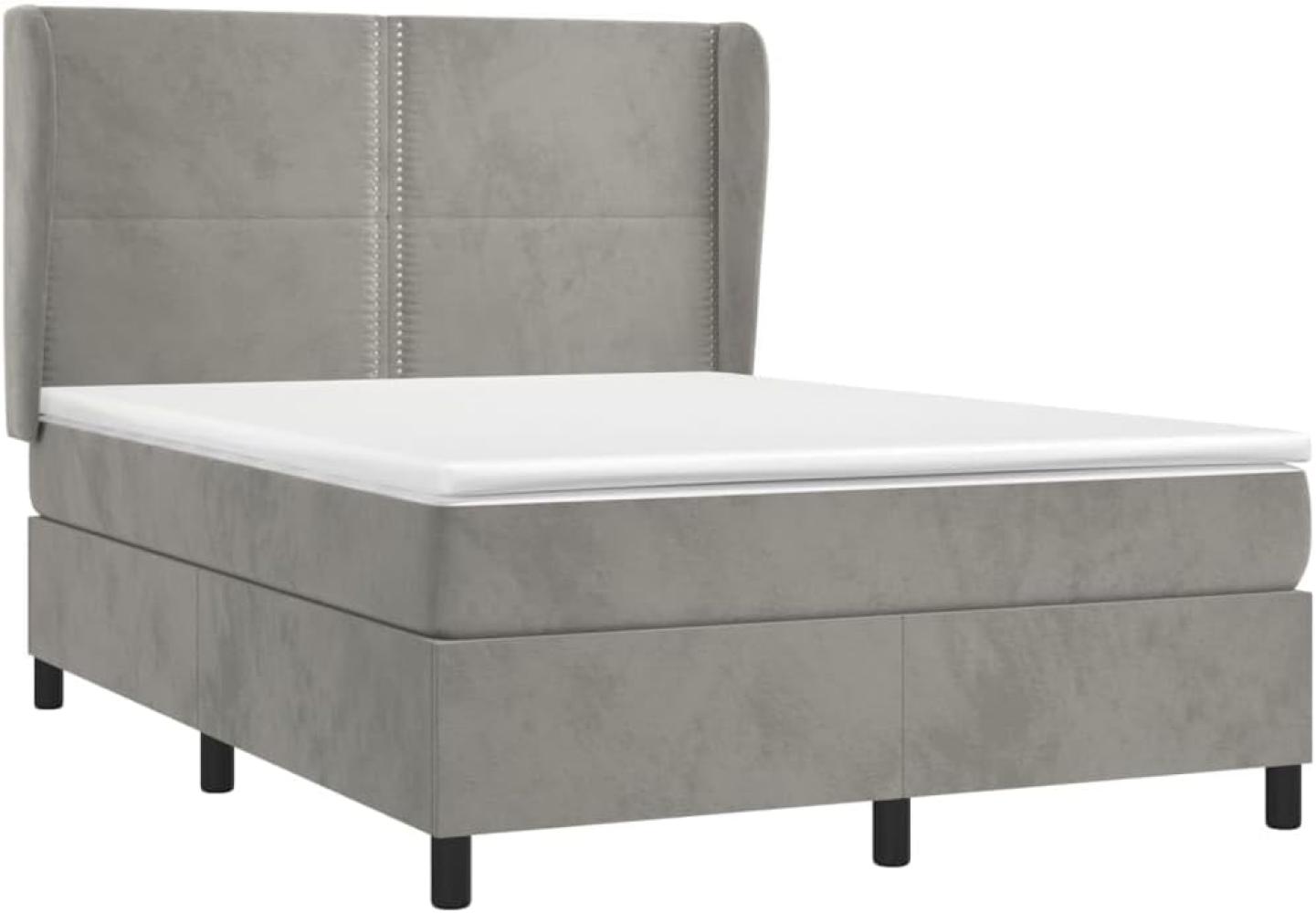 vidaXL Boxspringbett mit Matratze Hellgrau 140x200 cm Samt 3129153 Bild 1