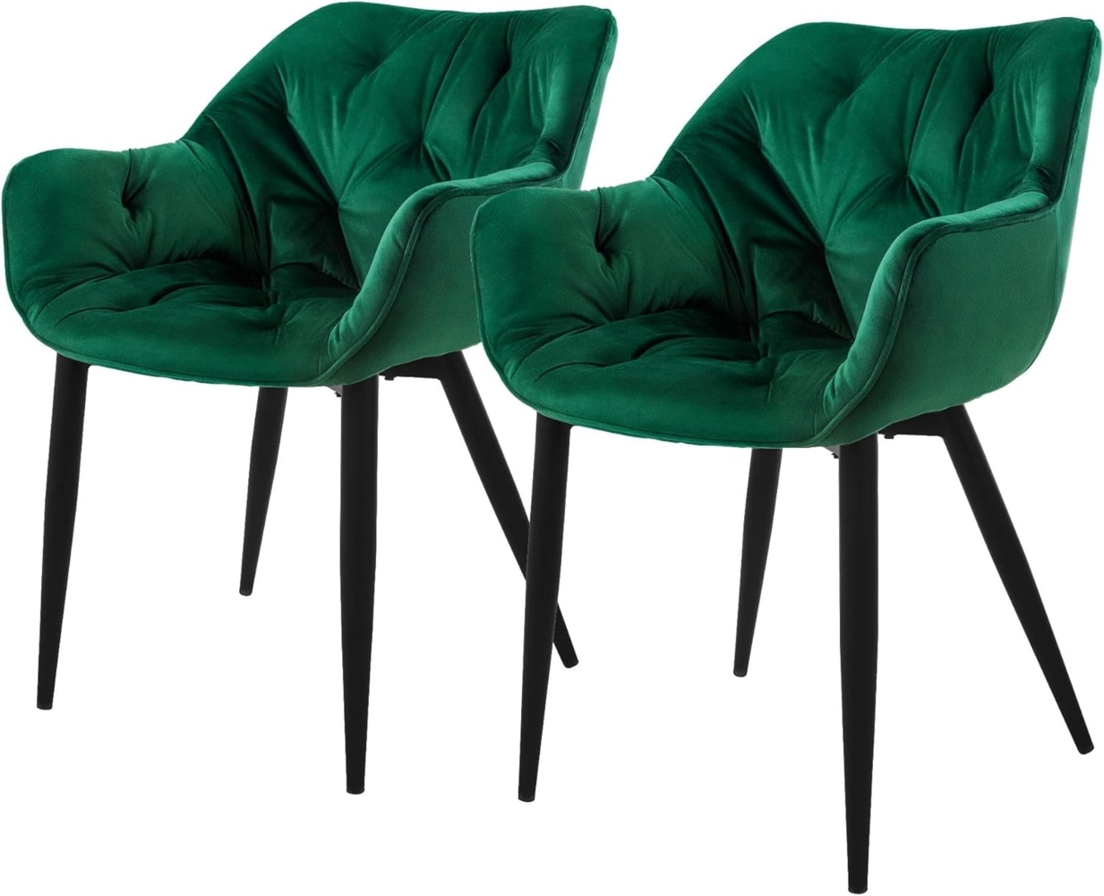 ML-DESIGN Stuhl Esszimmerstuhl mit Rückenlehnen und Armlehnen aus Samt mit Metallbeine (2 St), Ergonomischer Sessel Dunkelgrün Wohnzimmerstuhl Polsterstuhl Bild 1
