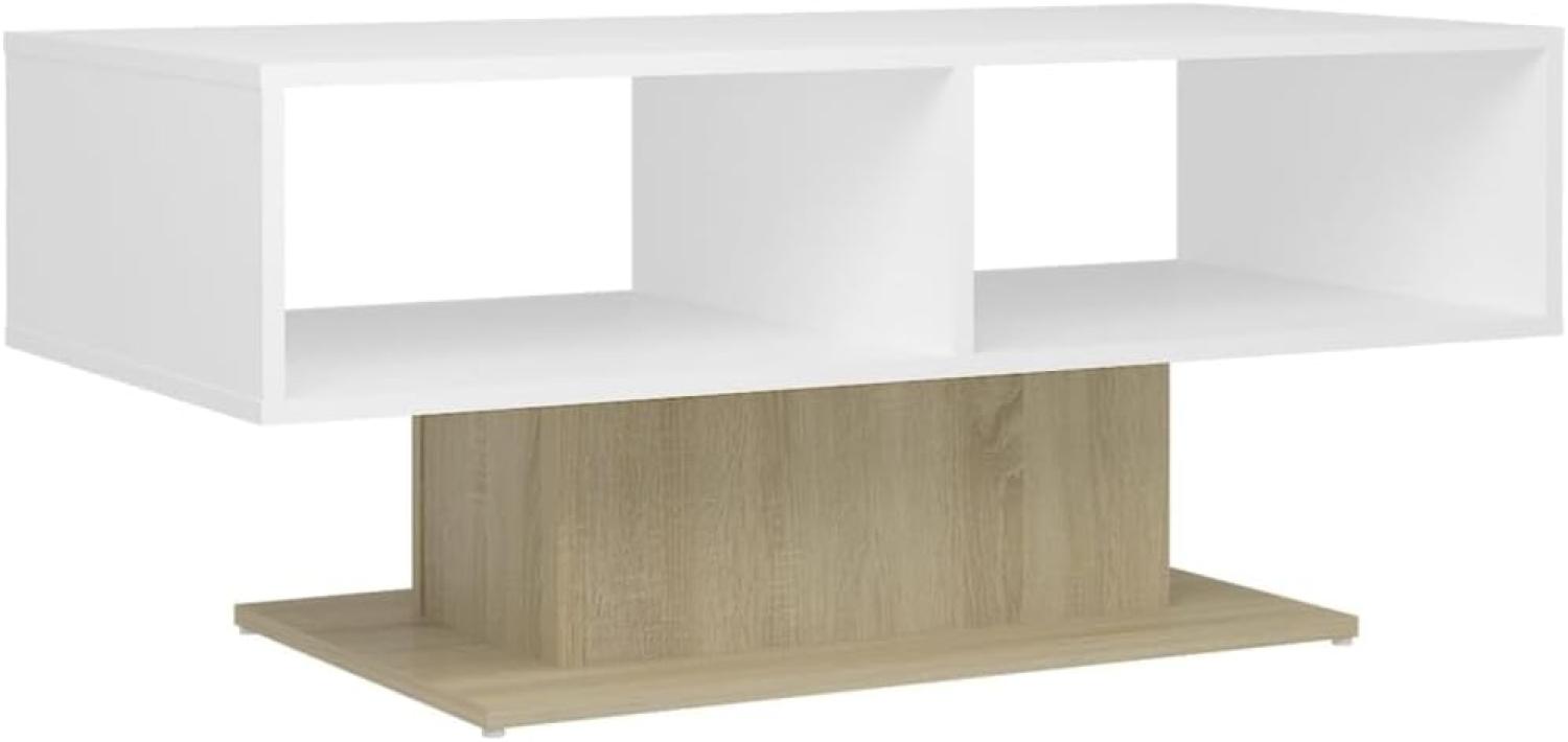 vidaXL Couchtisch Weiß und Sonoma-Eiche 103,5 x 50 x 44,5 cm Holzwerkstoff Bild 1