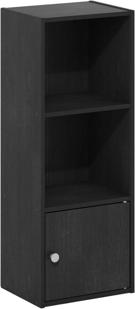 Furinno Luder Bücherregal mit 3 Ebenen und 1 Tür, Schwarzholz, 3-Tier Bild 1