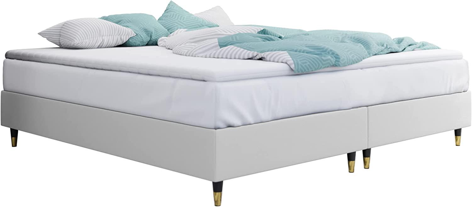 Boxspringbett Sauro Gold für Wandpaneel, Weiß, 140 x 200 cm Bild 1