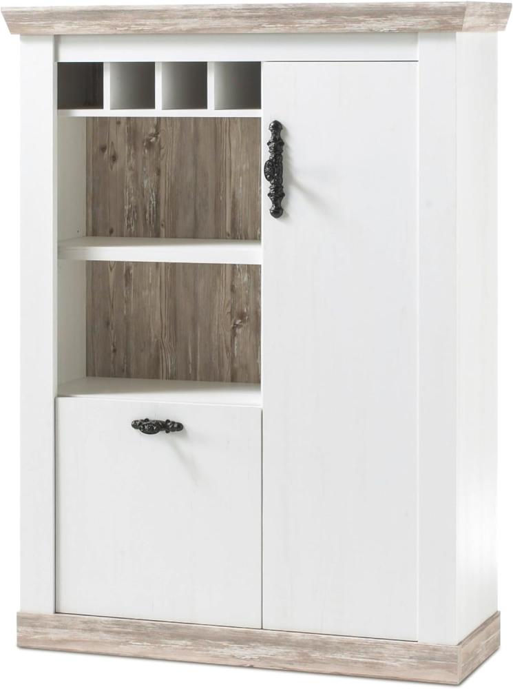 Highboard Rovola in Pinie weiß Landhaus 105 x 146 cm Bild 1