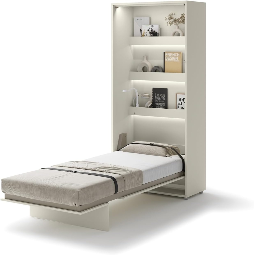 MEBLINI Schrankbett Bed Concept - BC-03 - 90x200 cm Vertikal - Kaschmir - Wandbett mit Lattenrost - Klappbett mit Schrank - Wandklappbett - Murphy Bed - Bettschrank Bild 1