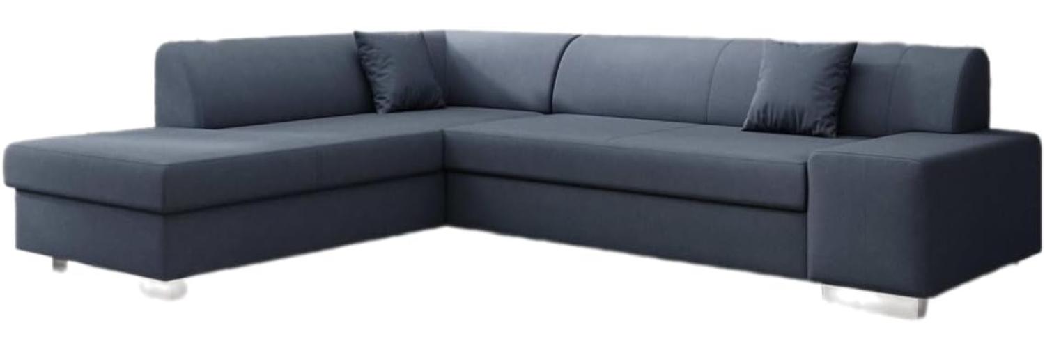 Designer Sofa Pina mit Schlaf- und Klappfunktion Stoff Blau Links Bild 1