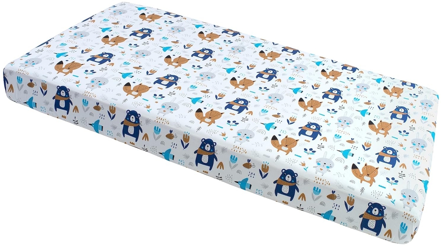 Medi Partners Spannbettlaken 60x120 Baby Bettlaken Kinderbett Spannbetttuch 100% Baumwolle - Fitted Kinder Sheet Bettwäsche Babymatratze Schlafsack Babybett (Boho Animals) Bild 1