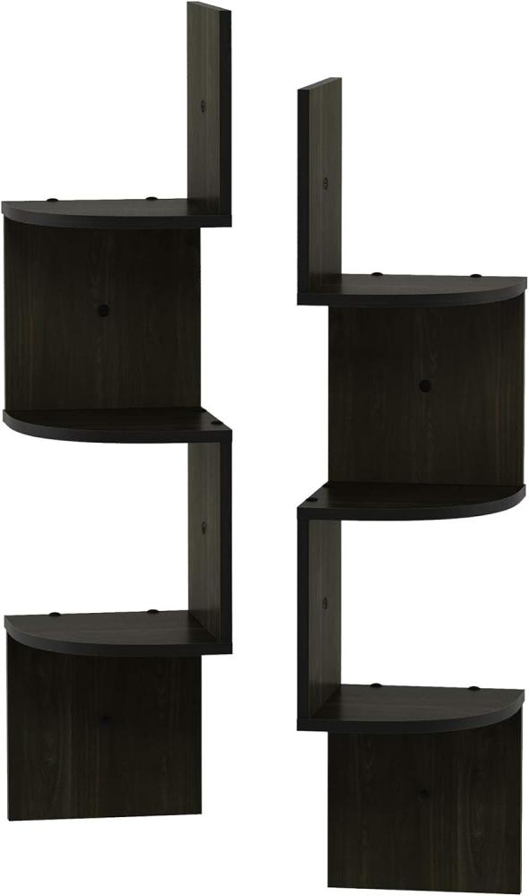 Furinno Rossi 3-stufiges Wandregal-Set, 2er-Set, holz, Espresso, 19. 81 x 19. 81 x 82. 55 cm Bild 1