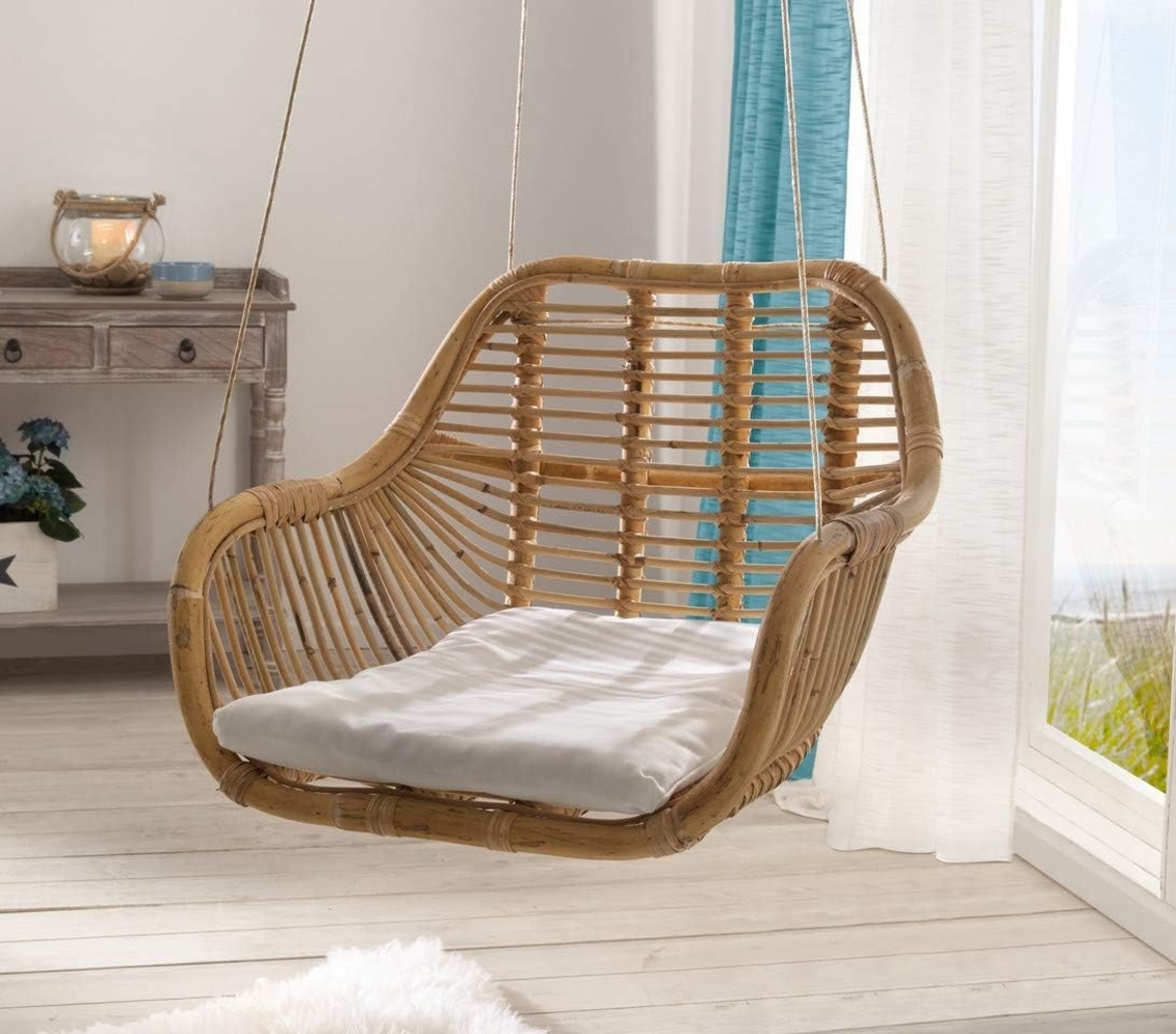 Hängesessel aus Rattan mit Kissen, Korbsessel, Rattansessel, Hängesitz Bild 1