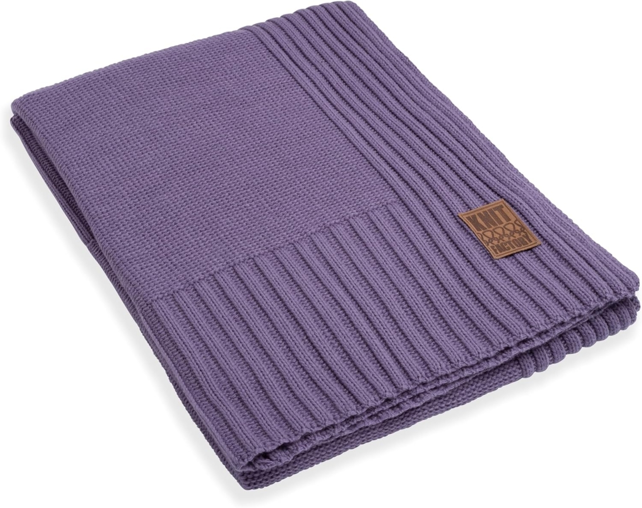 Knit Factory Uni Decke 160x130 cm Glatt Lila Bild 1