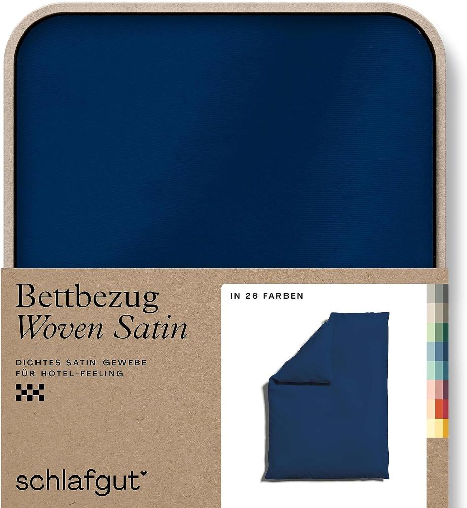 Schlafgut Woven Satin Bettwäsche|Bettbezug einzeln 155x220 cm| blue-deep Bild 1