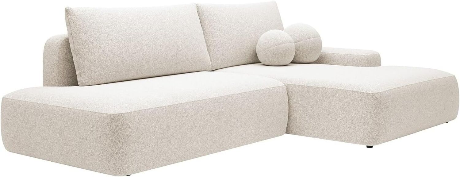 Vente-unique - Ecksofa mit Schlaffunktion - Ecke rechts - einseitige Armlehne - Strukturstoff - Beige - DAVISO Bild 1