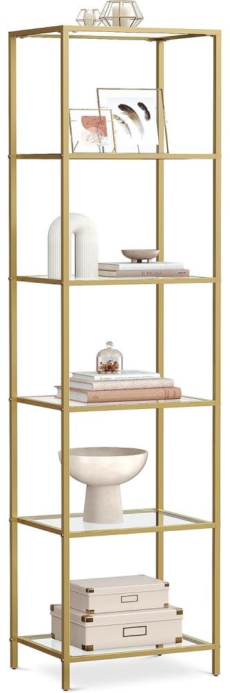 Vasagle Standregal mit 6 Ablagen, Glas, Metall, Gold, 30 x 40 x 177,3 cm Bild 1