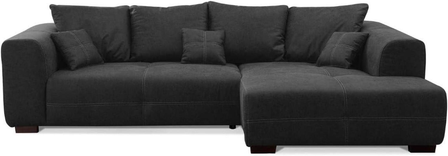 CAVADORE Ecksofa Mavericco inkl. Kissen / XXL-Eckcouch im modernen Design / Longchair rechts / 285 x 69 x 170 / Lederoptik dunkelgrau Bild 1