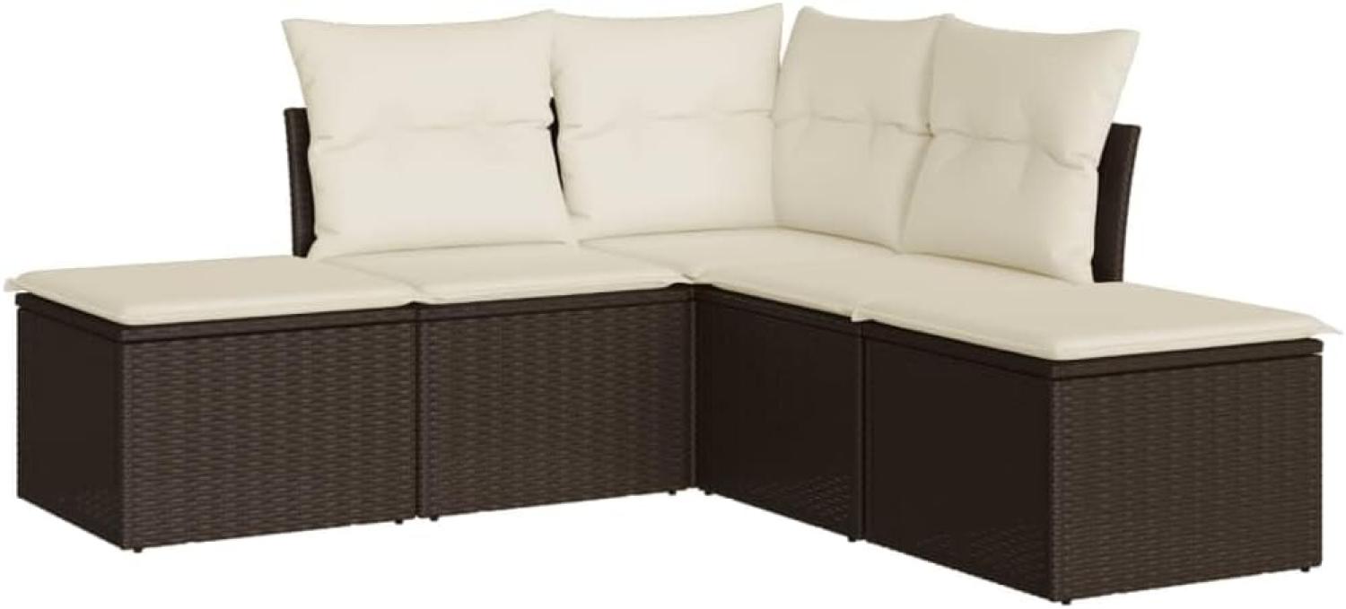 vidaXL 5-tlg. Garten-Sofagarnitur mit Kissen Braun Poly Rattan 3217723 Bild 1