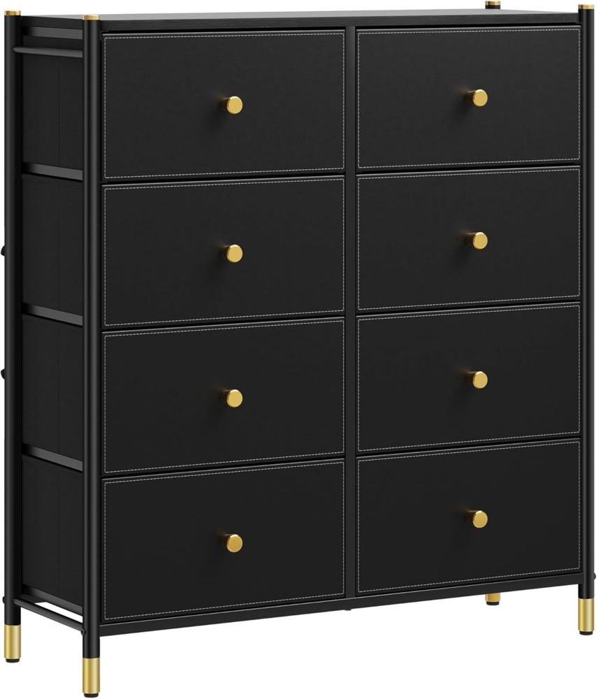 YITAHOME Kommode,komodenschrank für Schlafzimmer, 8 Schubladen aus Stoff mit Griffen,Kommode Schwarz mit Schubladen Bild 1
