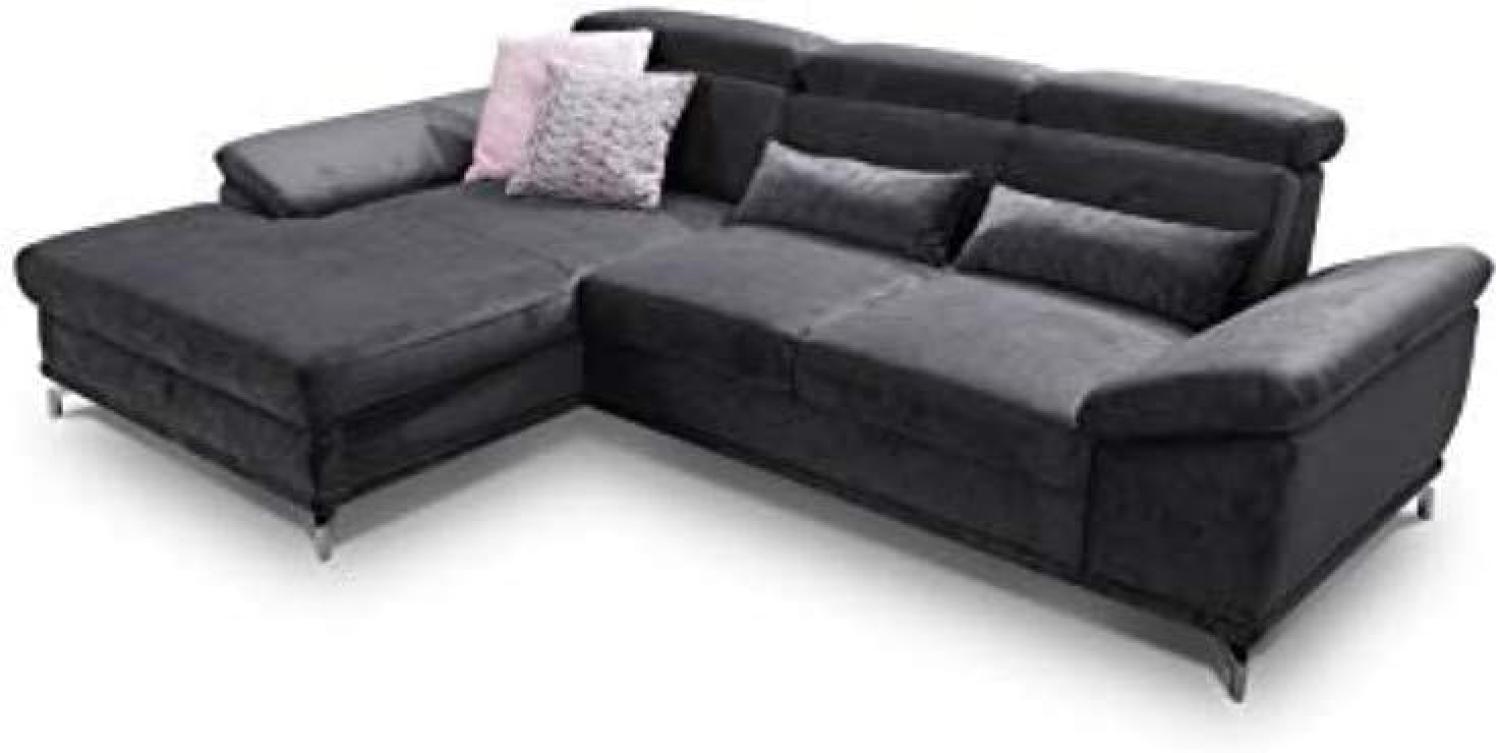 CAVADORE Ecksofa Capri / Sofaecke mit XL-Longchair links, Bettfunktion & Bettkasten / Inkl. Sitztiefenverstellung & verstellbaren Kopfteilen / 295x87-104x183 / Mikrofaser: Schwarz Bild 1
