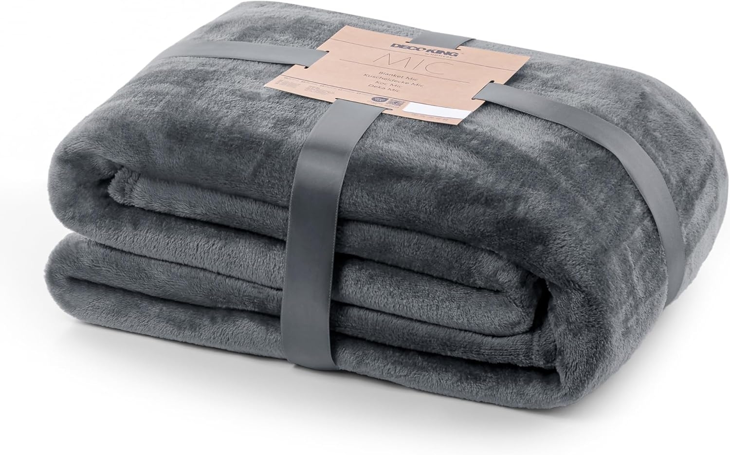 DecoKing Kuscheldecke 160x210 cm grau Decke Microfaser Tagesdecke Fleece weich sanft kuschelig anthrazit Graphit Grey dimgray Charcoal Mic Bild 1