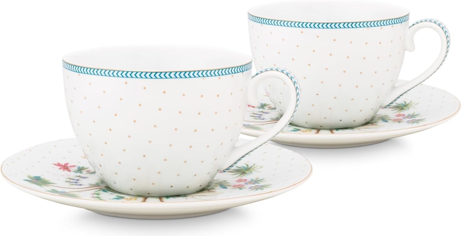 PIP STUDIO Jolie Dots Gold Tasse & Untertasse Set2 Bild 1