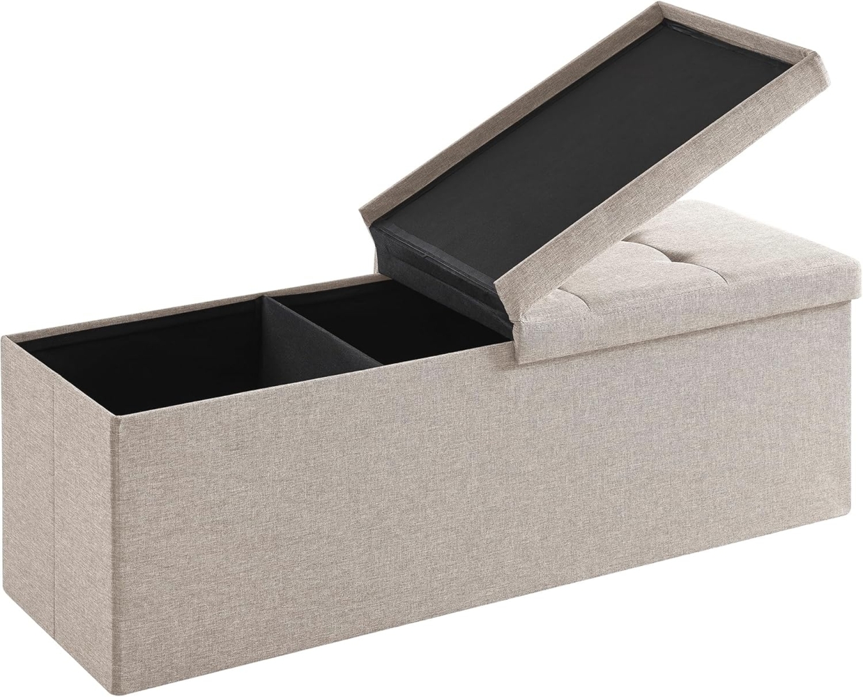Zedelmaier Sitzbank mit Stauraum Sitzhocker Faltbar Sitztruhe belastbar bis 300 kg, Deckel Abnehmbar, 114 x 38 x 38 cm Beige Bild 1