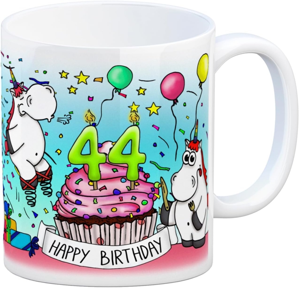 speecheese Tasse Honeycorns Tasse zum 44. Geburtstag mit Muffin und Einhorn Party Bild 1