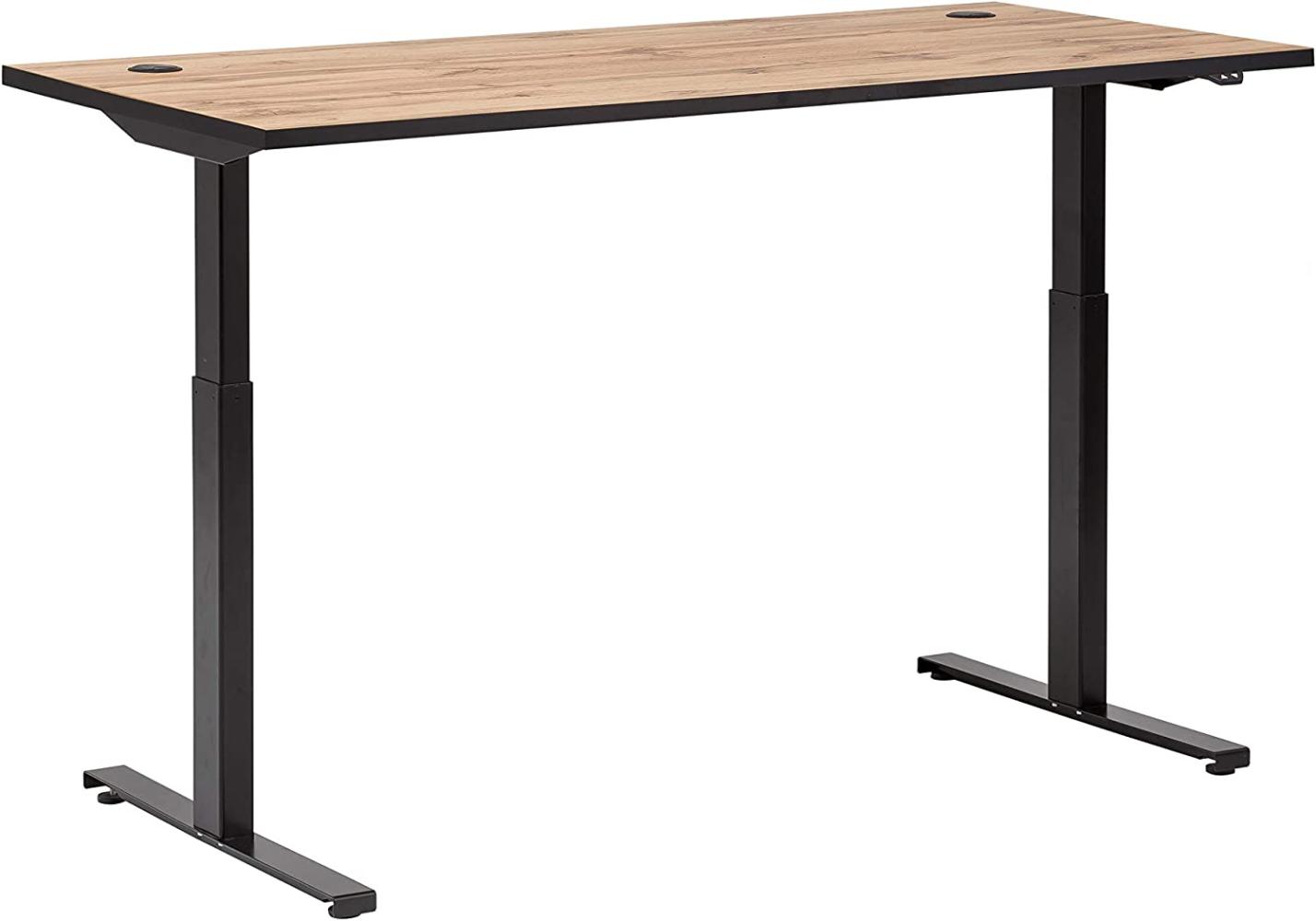 Möbelpartner Montana 701500 Schreibtisch höhenverstellbar, Holzdekor, Eiche Landhaus Dekor, 160 x 75 x 71-121 cm Bild 1