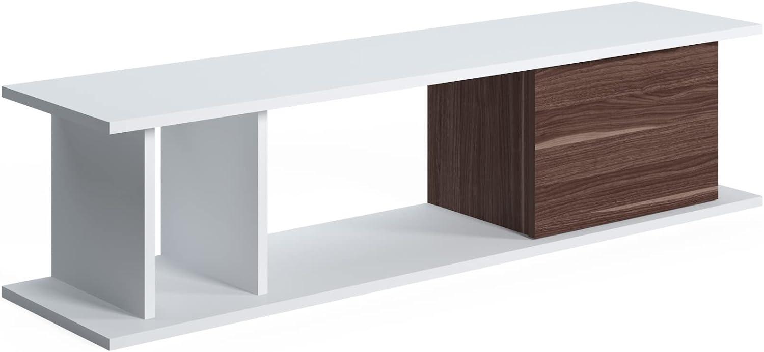 Amazon-Marke: Movian TV-Ständer Luur, Lowboard-Schrank, Mittel, 140 x 35 x 34 cm, Weiß-Walnuss Bild 1