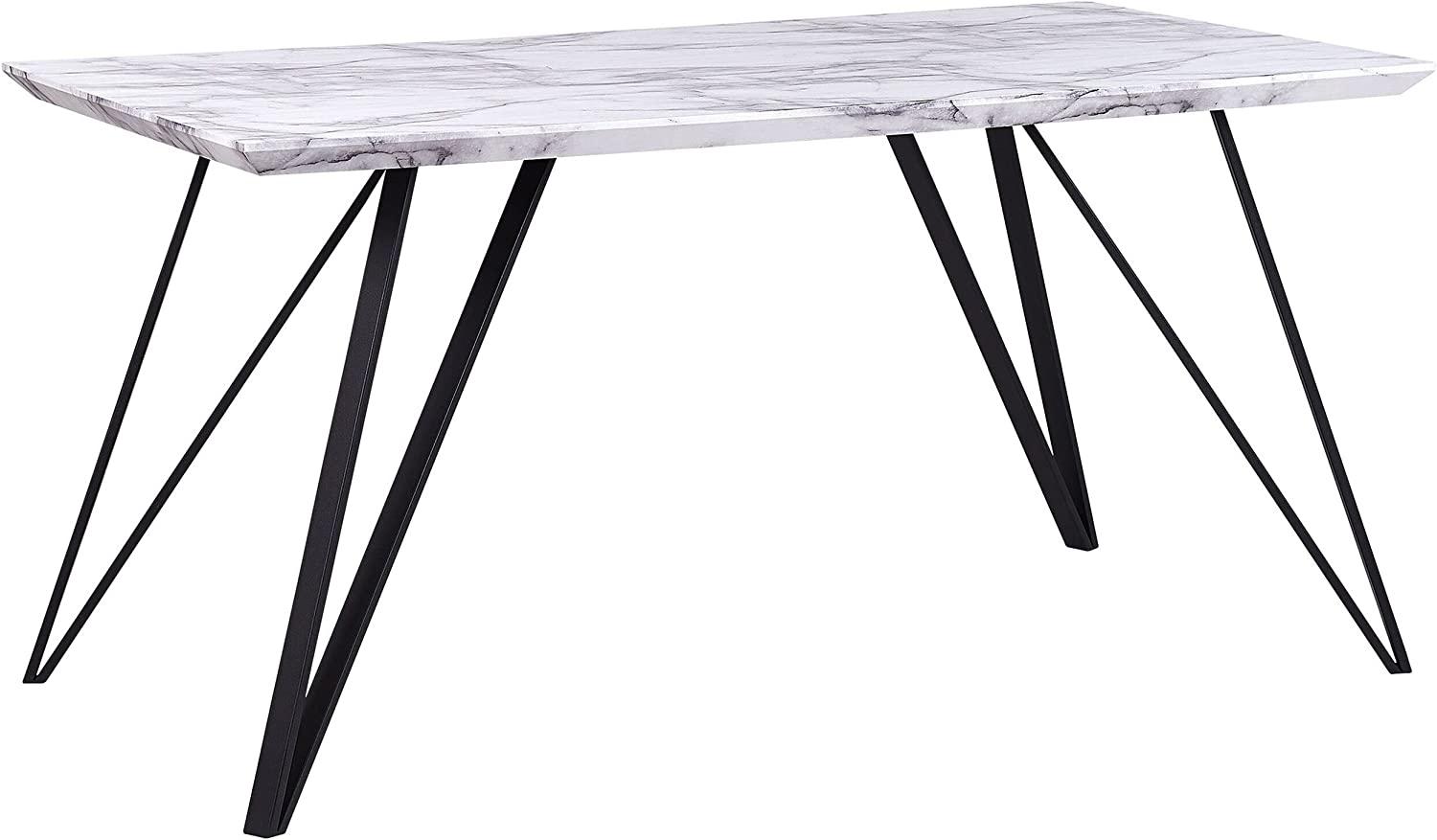 Esstisch Marmor Optik weiß / schwarz 150x80 cm MOLDEN Bild 1