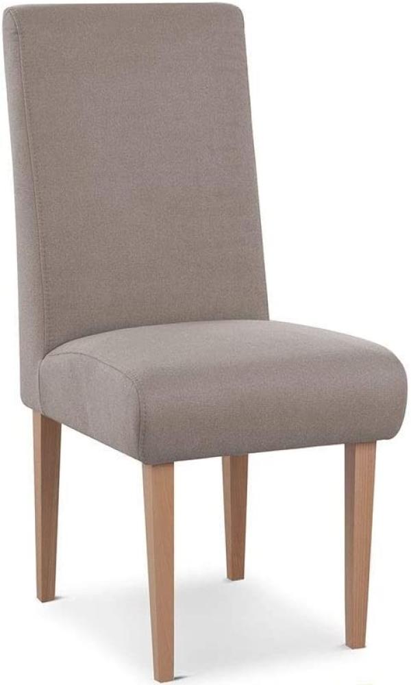 CAVADORE Esszimmerstuhl Kira / Polsterstuhl für Küche, Esszimmer oder Wohnküche / Passend zur Küchengarnitur Kira / Leichte Fleckenentfernung dank Soft Clean / 48 x 103 x 62 / Flachgewebe: Hellgrau Bild 1