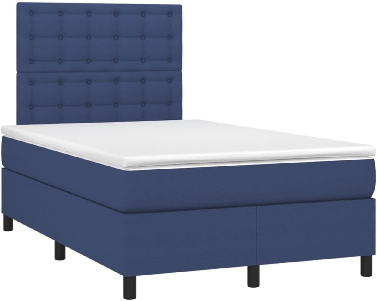 vidaXL Boxspringbett mit Matratze Blau 120x200 cm Stoff, Härtegrad: H2 [3142087] Bild 1
