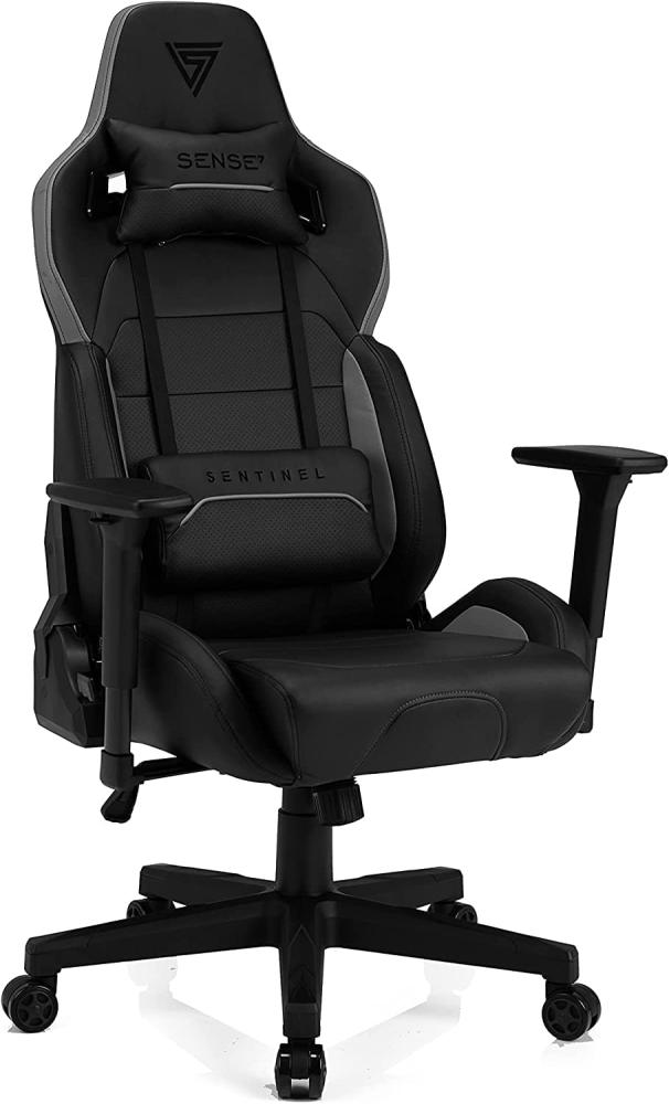 SENSE7 Gaming Sentinel Bürostuhl Zocker Gamer Ergonomischer Stuhl Armlehne Einteiliger Stahlrahmen Einstellbarer Neigungswinkel Schwarz-Grau, 40-48 x 72x59 Bild 1