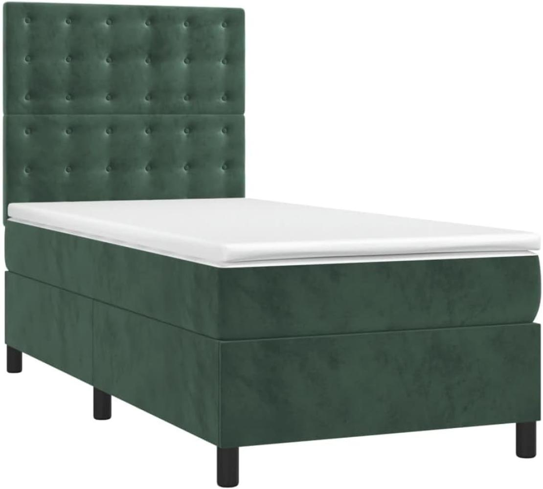 Boxspringbett mit Matratze & LED Dunkelgrün 90x190 cm Samt (Farbe: Grün) Bild 1