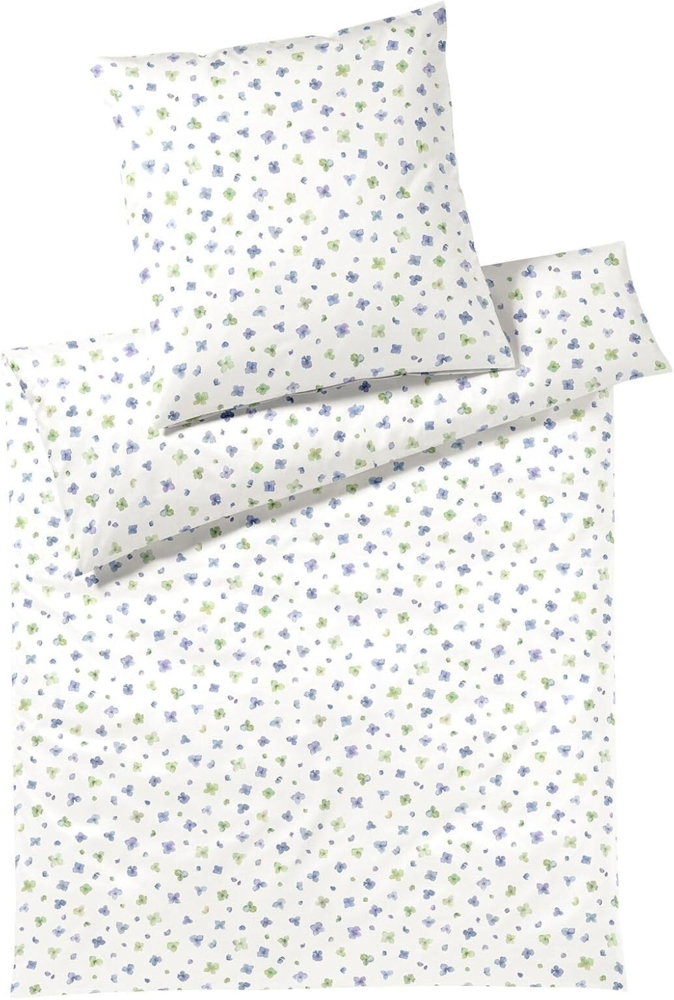elegante Mako Jersey Bettwäsche Petals azurblau|155x220 cm + 80x80 cm Bild 1