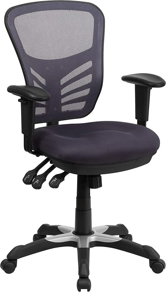 Flash Furniture Bürostuhl mit mittelhoher Rückenlehne – Ergonomischer Schreibtischstuhl mit verstellbaren Armlehnen und Netzstoff – Perfekt für Home Office oder Büro – Dunkelgrau Bild 1