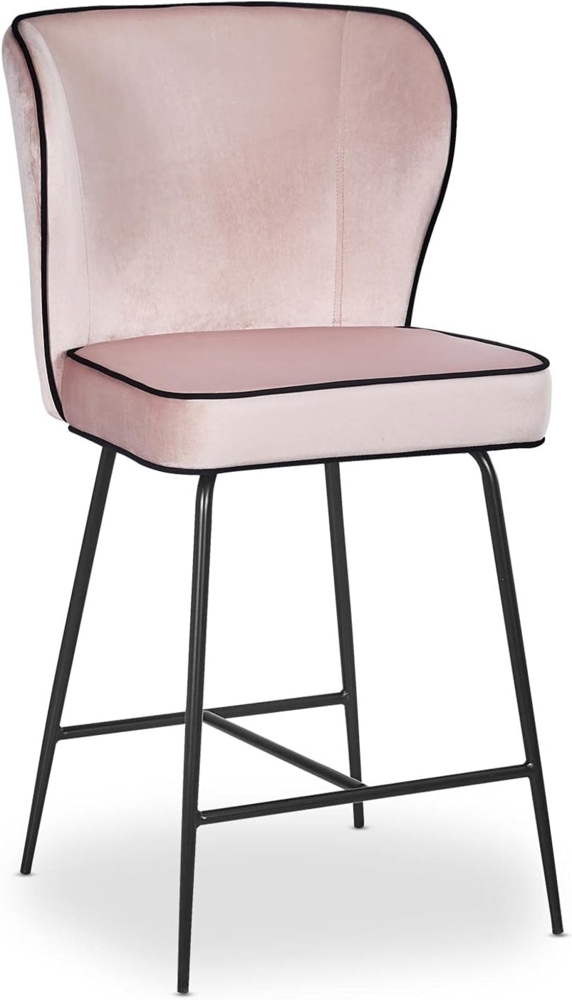 Menzzo ELSA Barhocker mit Samtbezug Rosa Bild 1