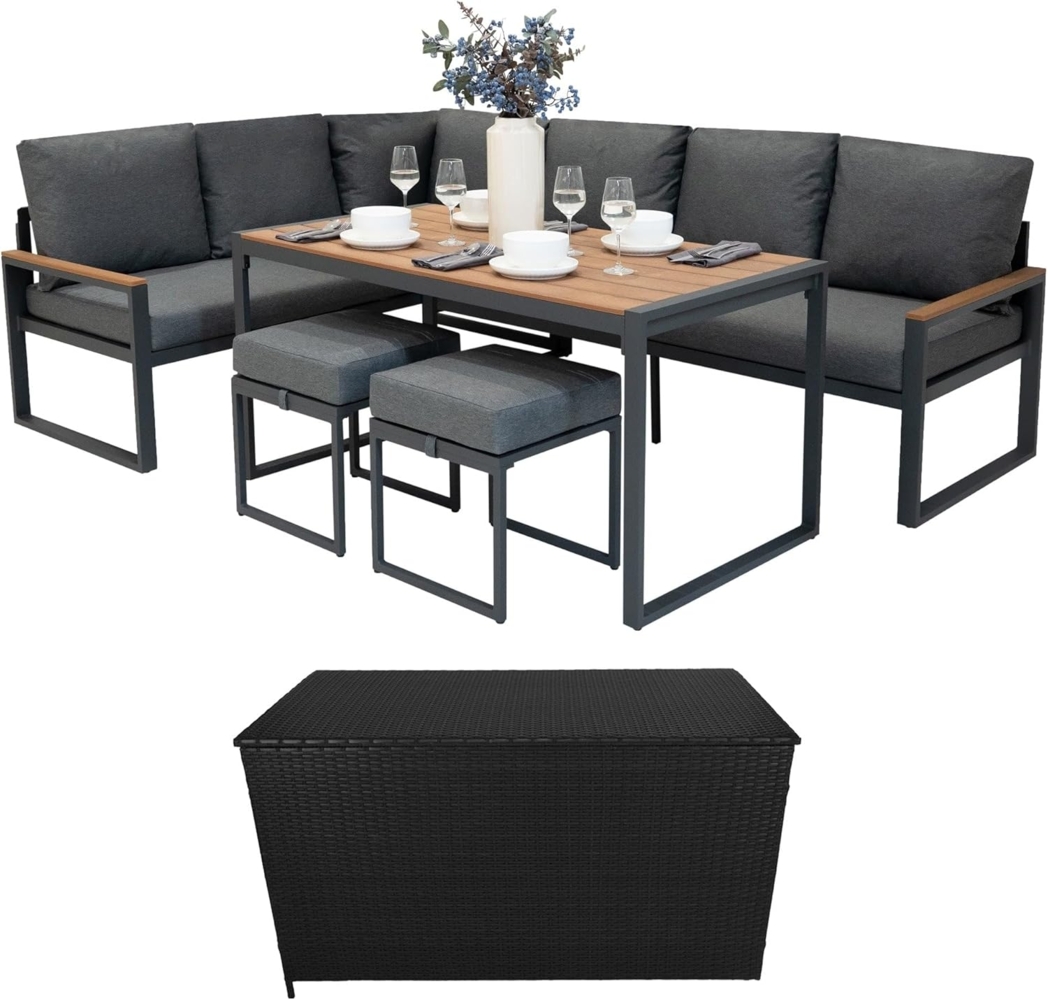 Aluminium 5-teiliges Ecksofa-Set mit schwarzer Bild 1