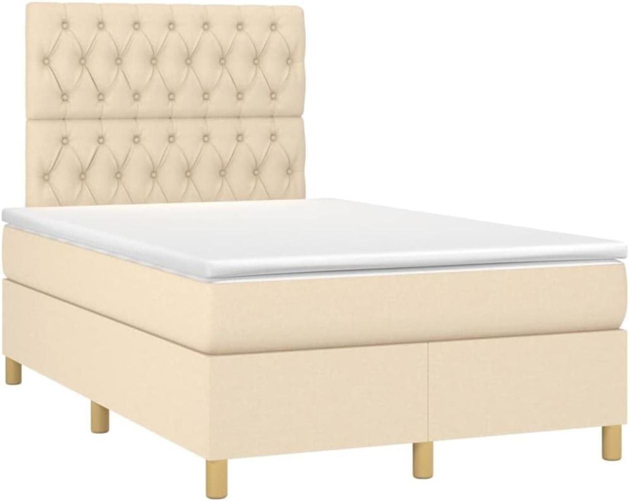 vidaXL Boxspringbett mit Matratze Creme 120x200 cm Stoff, Härtegrad: H2 [3142566] Bild 1