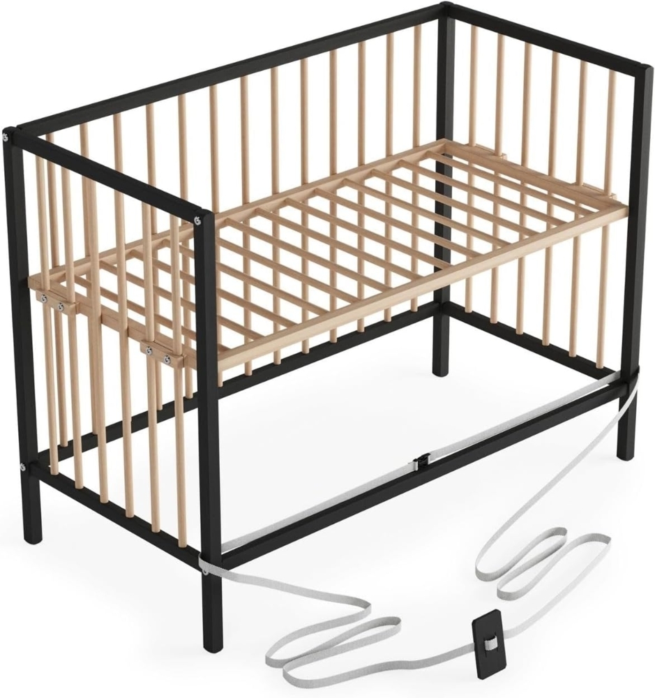 Baby Beistellbett Dreamy 60x120 cm, schwarz/natur 4 in 1 mit Umbauseite Bild 1