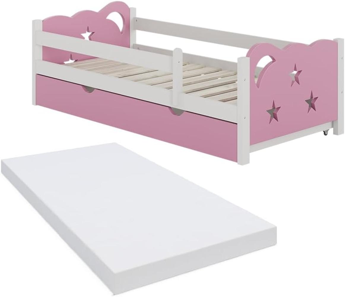 VitaliSpa Kinderbett Einzelbett Juniorbett Jessica Weiß Pink 160x80 cm Matratze modern Kinderzimmer Bett Bettschublade Rausfallschutz Bild 1