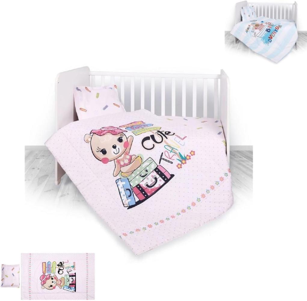 Lorelli 'Bär' 3-tlg. Babybettwäsche-Set rosa Bild 1