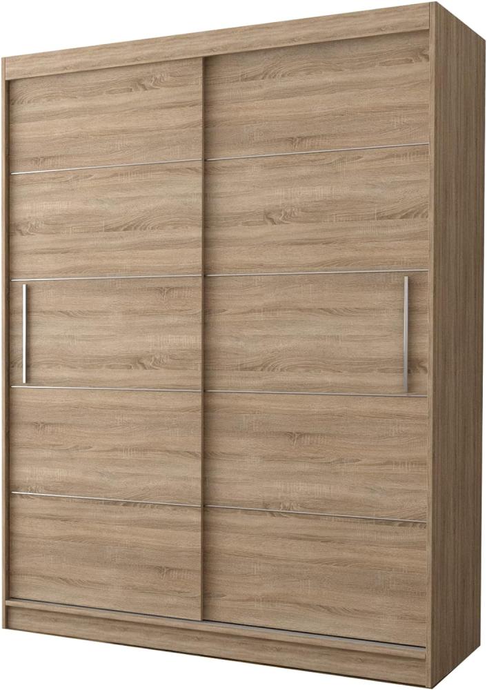 Fabryka Mebli Idźczak Schiebetürenschrank, eleganter Kleiderschrank Schrank Garderobe Vista 06, Schlafzimmer- Wohnzimmerschrank Schiebetüren Modern Design (Sonoma/Sonoma) Bild 1