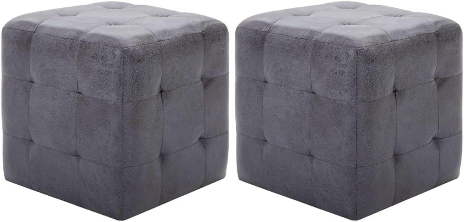 vidaXL Pouf 2 Stk. Grau 30x30x30 cm Wildleder-Optik 278383 Bild 1