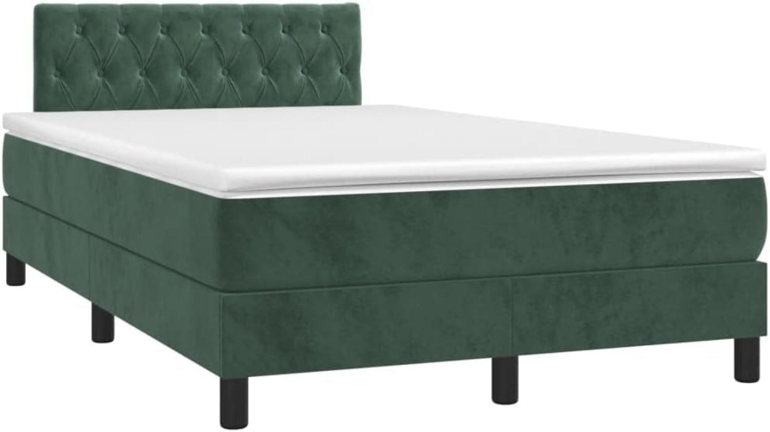 vidaXL Boxspringbett mit Matratze Dunkelgrün 120x200 cm Samt 3141476 Bild 1
