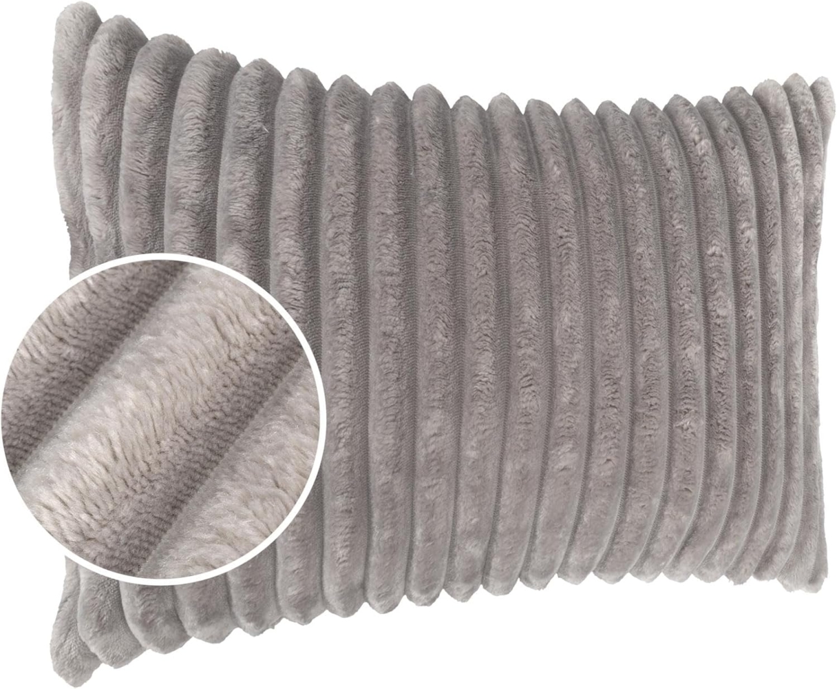 Kisska Dekokissen Kissenhülle LILLI BIG CORD Velour Zierkissen Ambiente Dekorieren, Kissenüberzug ohne Füllung BIG-Cord UNI 50x30 cm Einfarbig Hellgrau Bild 1