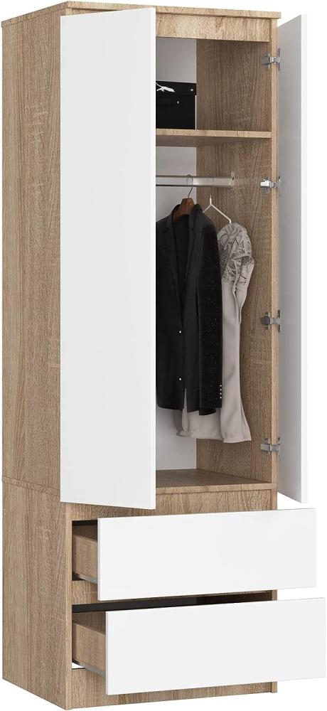 BDW Kleiderschrank, 2-türiger Kleiderschrank, 2 Schubladen, Kleiderschrank für das Schlafzimmer, Wohnzimmer, Flur, 180x60x51cm Bild 1