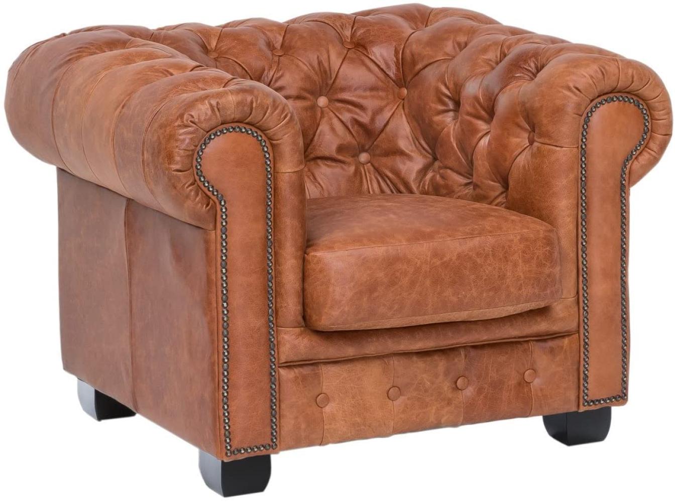 Sessel Chesterfield Echtleder vintage cracker Bild 1