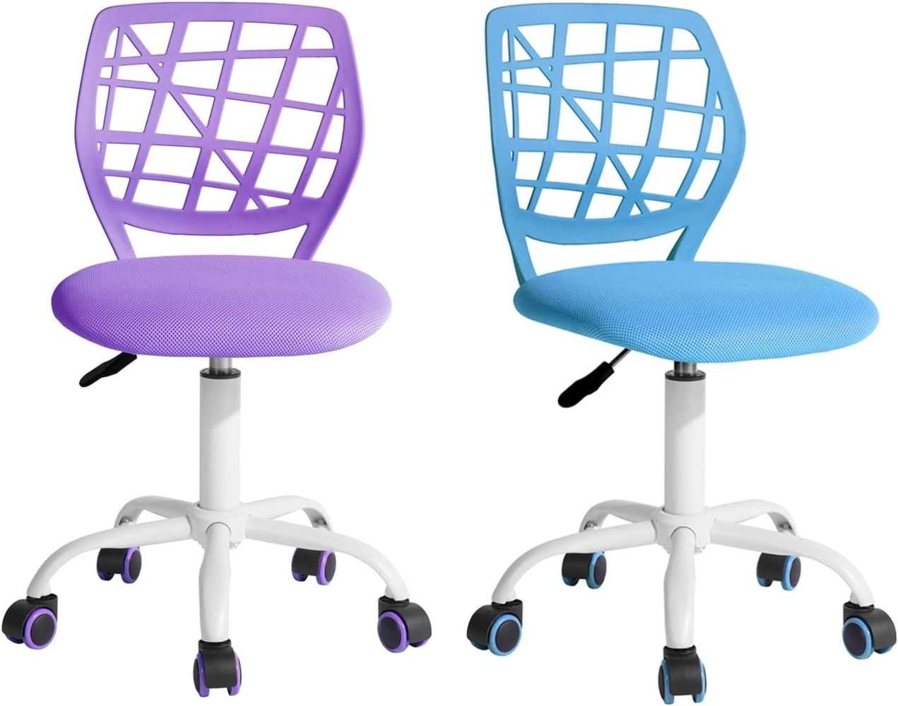 FurnitureR 2Stk Home Office Stuhl Ergonomischer justierbarer Höhendreher Rolling Computer Executive Stuhl für Home Office Arbeitszimmer, Candy Blau Lila Bild 1