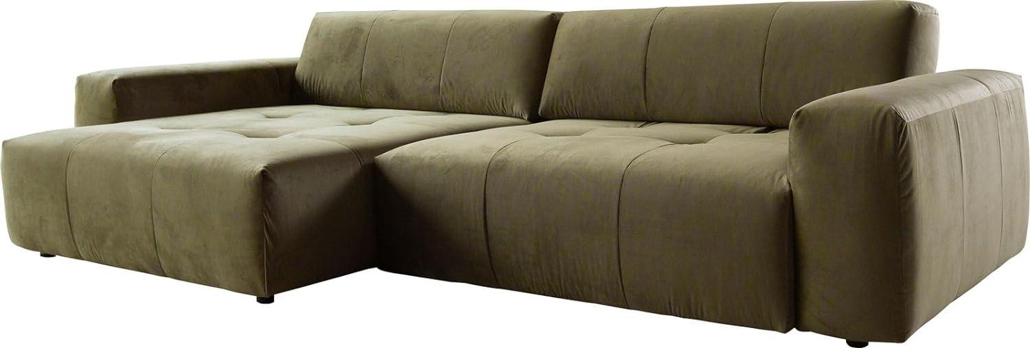 Ecksofa Lazaro 300x160 cm Samt Olive Ottomane links mit Sitztiefenverstellung Bild 1