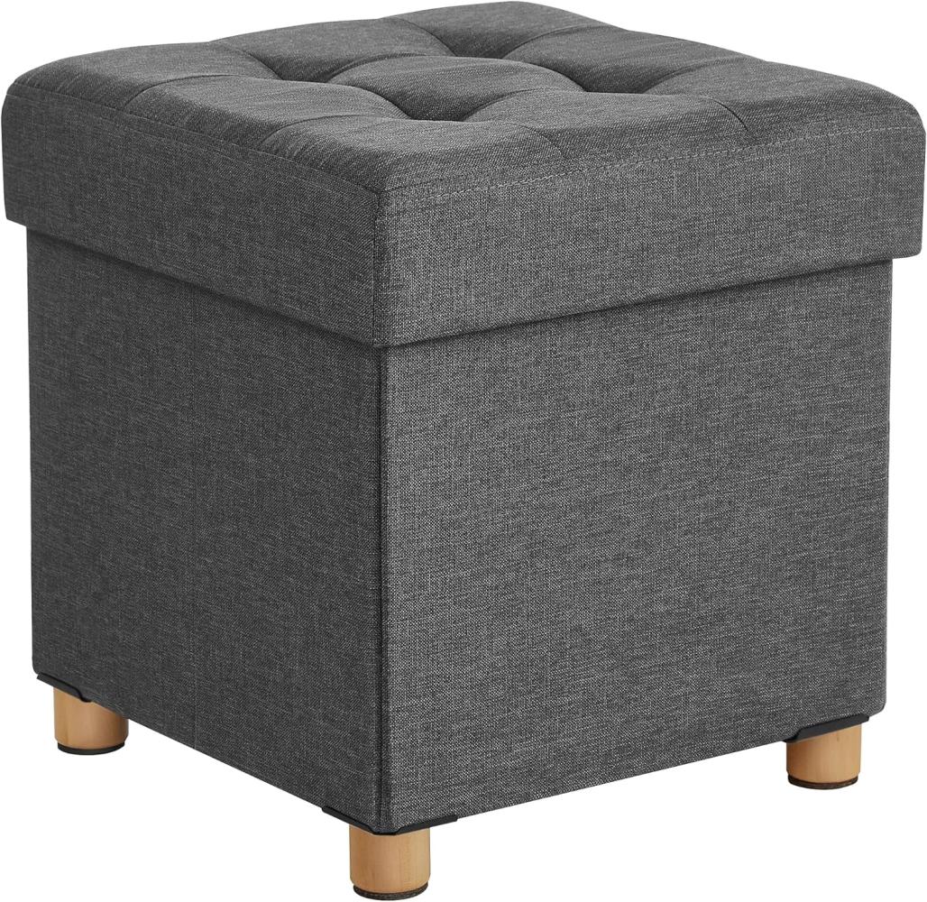 Sitzhocker viereckige Sitztruhe Fußhocker Aufbewahrungsbox mit Holzfüßen Deckel 38 x 40 x 38cm Dunkelgrau LSF14GYZ Bild 1