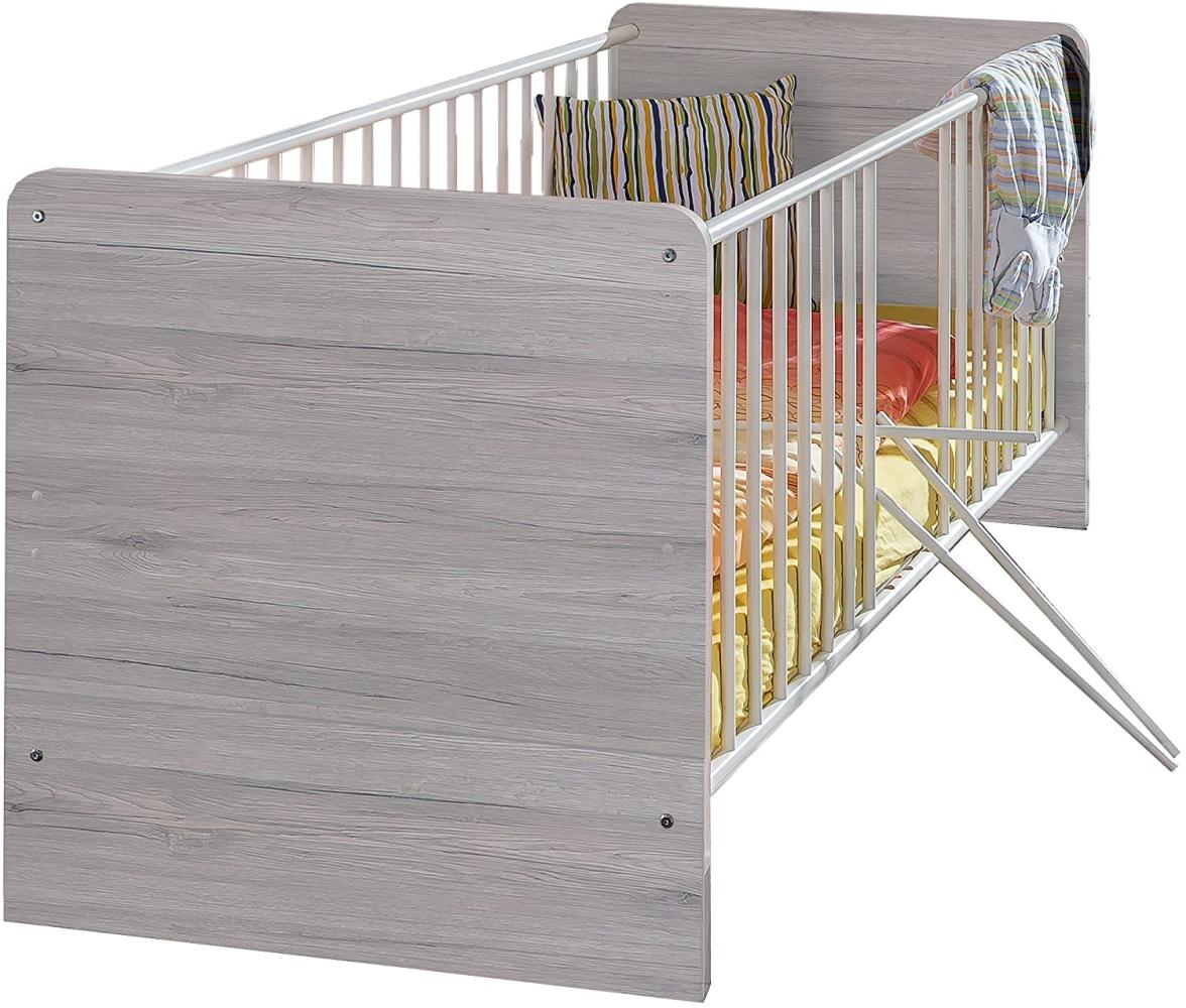 Wimex Babybett Cariba, (B/H/T) 77 x 150 x 74 cm, Weißeiche/ Absetzung Lavafarbig Bild 1