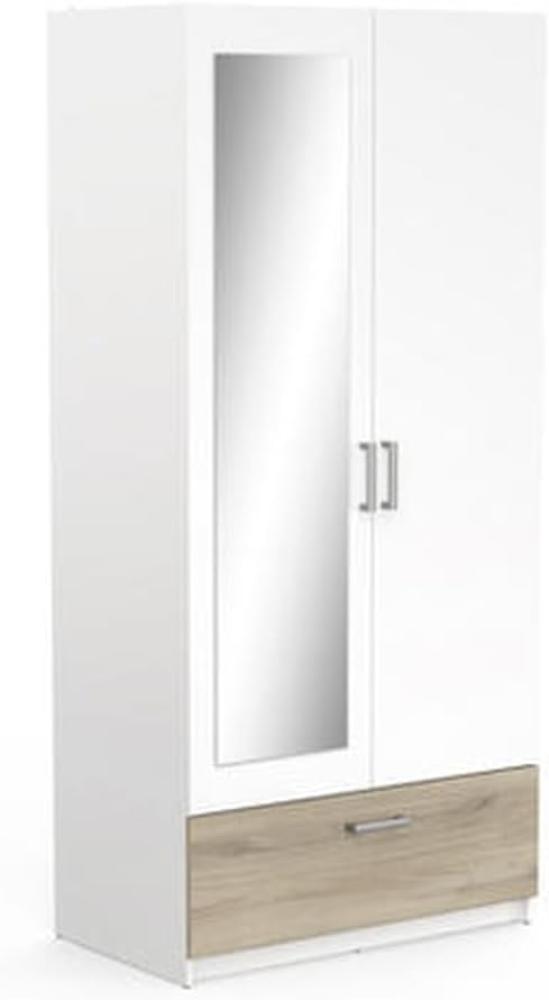 Kleiderschrank >Ready2< in Eiche/weiss aus Holzwerkstoff - 89x192x51cm (BxHxT) Bild 1